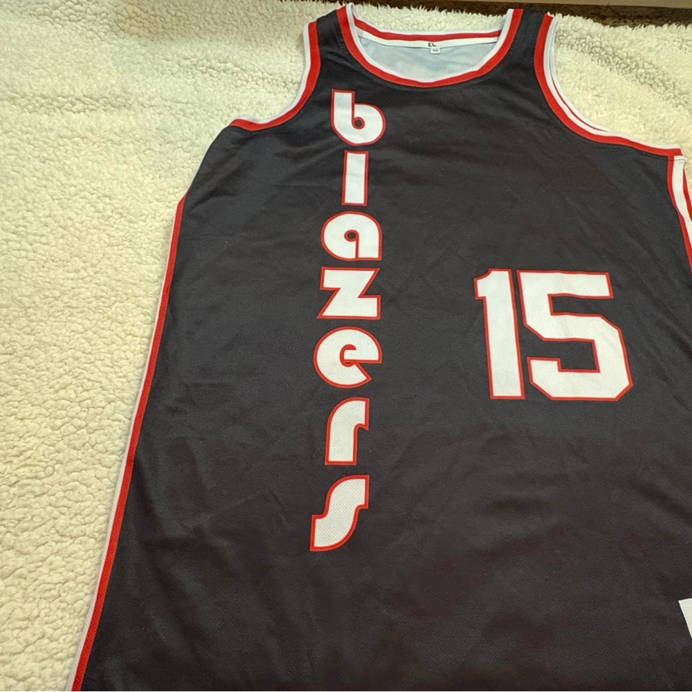 Vintage Larry Steele Black and Red Portland TrailBlazers Basketball Camp Jersey
